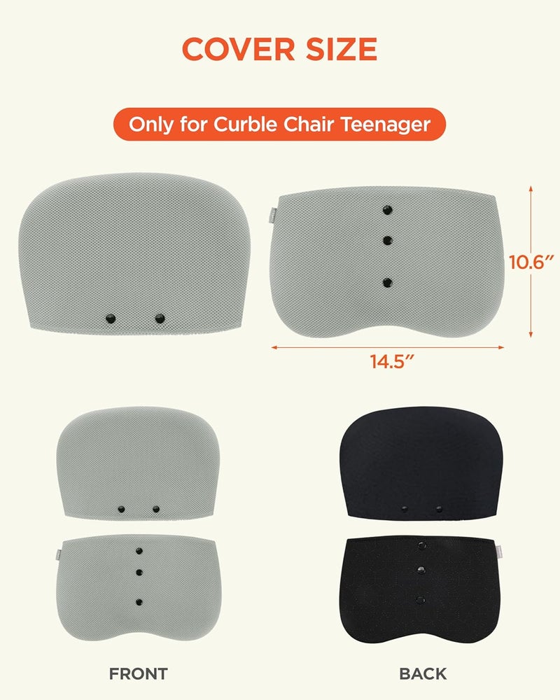 curble Wider Cover, Detachable Cover for Teenager Chair, Ergonomic Chair Back Support and Lumbar Support (Cover Grey) - Image 2